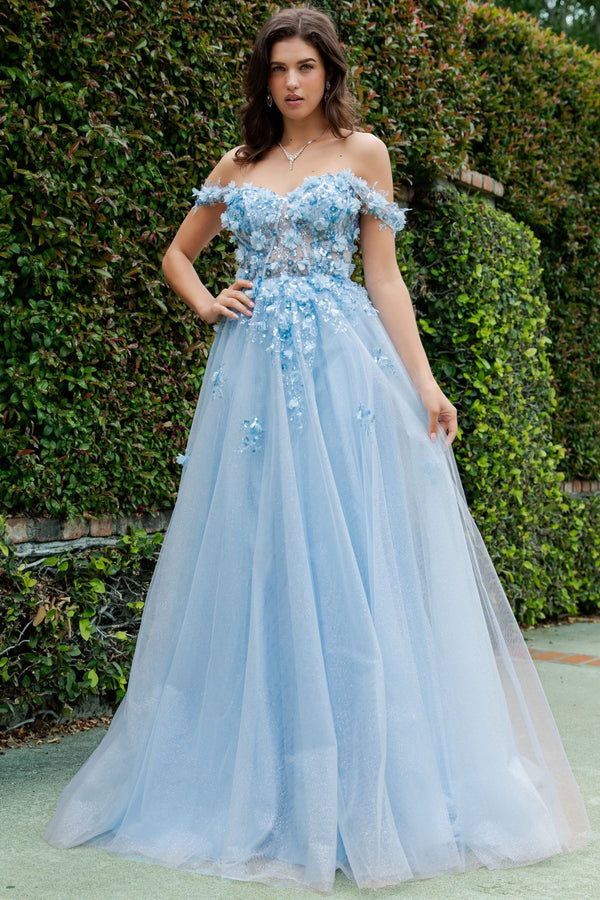 3D Floral Applique Long Formal Sequin Prom Dress Cinderella Couture 8403J