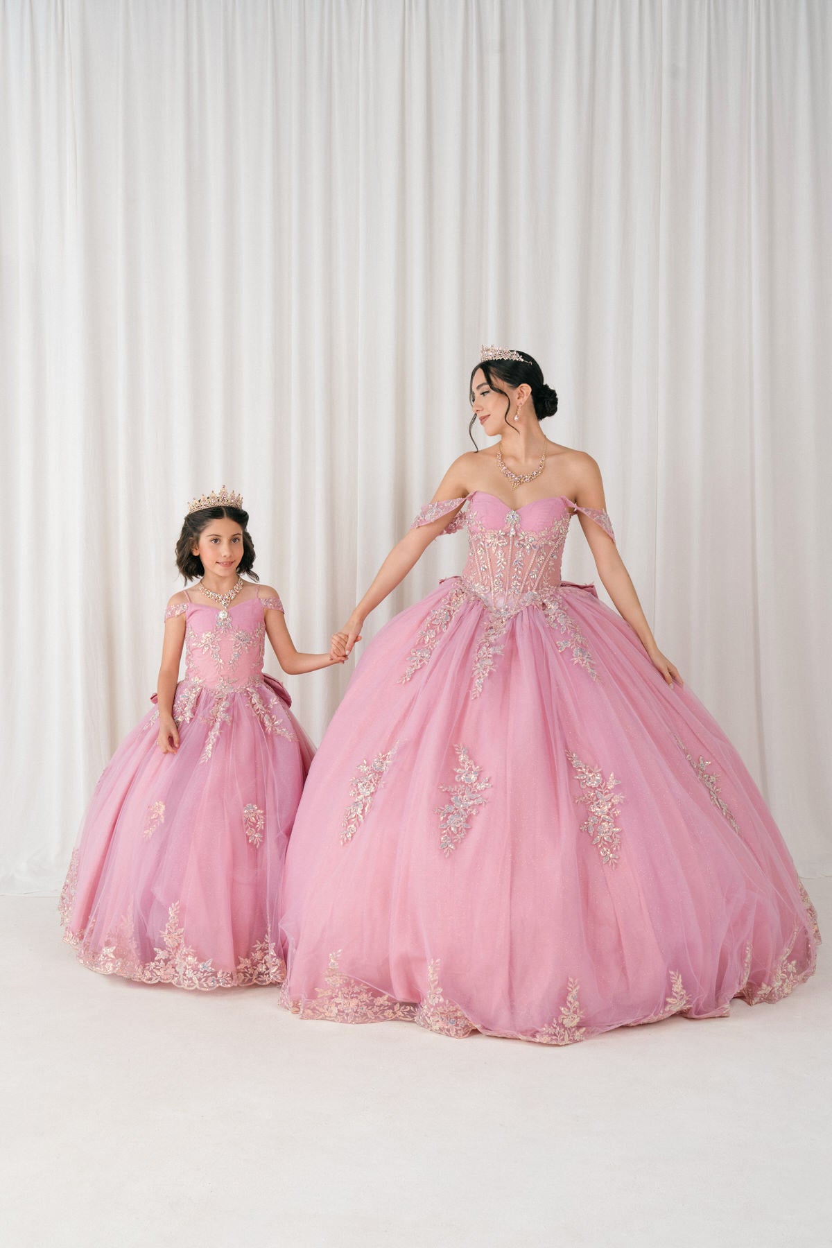 Quinceniera Dresses Long Ball Gown Sequin Quinceanera Dress Cinderella Couture 8405JQ Dusty Rose