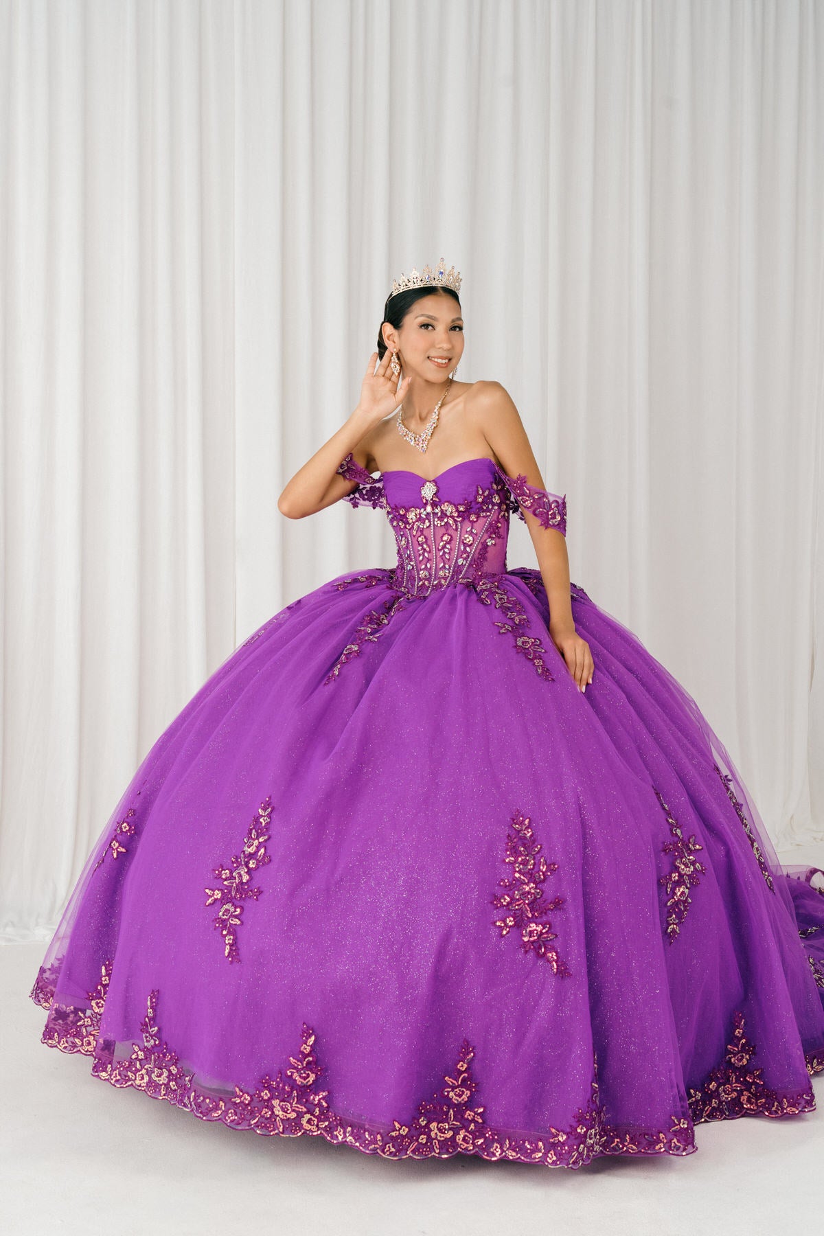 Long Ball Gown Sequin Quinceanera Dress Cinderella Couture 8405JQ