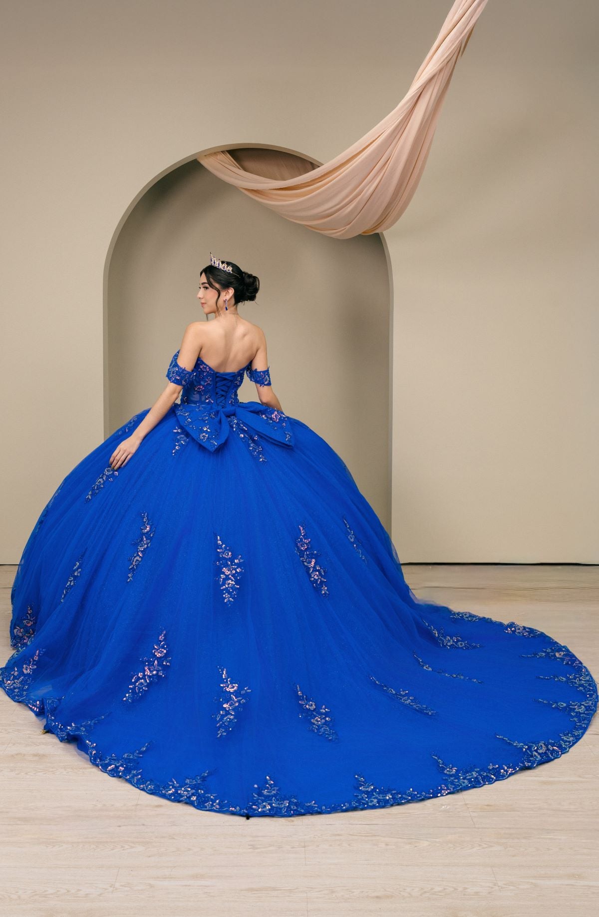 Quinceniera Dresses Long Ball Gown Sequin Quinceanera Dress Cinderella Couture 8405JQ Royal