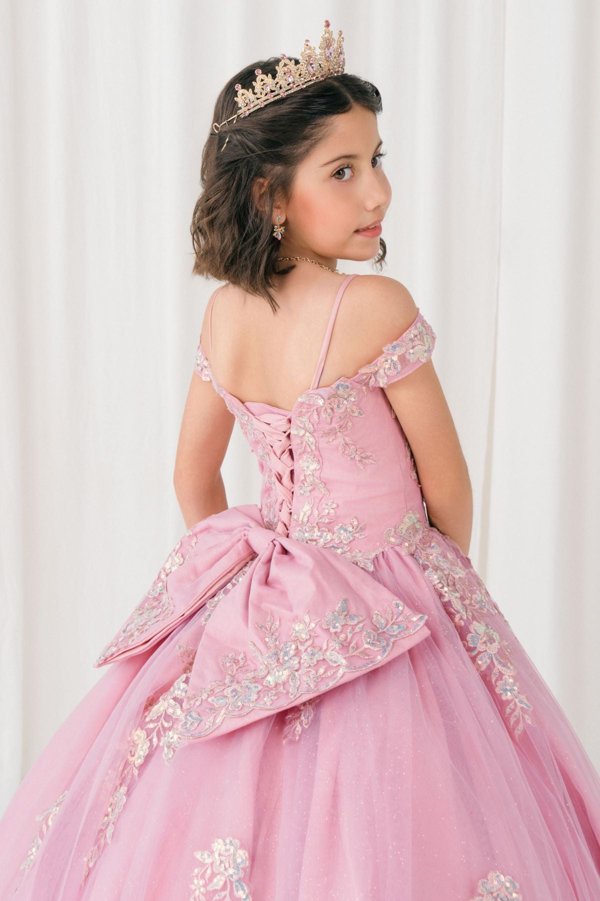 Flower Girl Dresses Applique Floral Ball Gown Flower Girl Dress Dusty Rose
