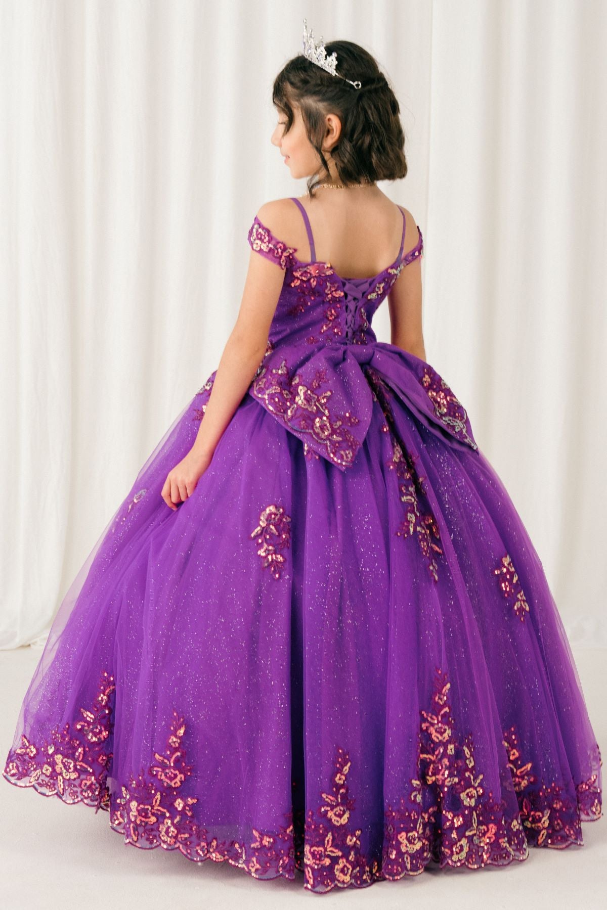 Flower Girl Dresses Applique Floral Ball Gown Flower Girl Dress Magenta Pp