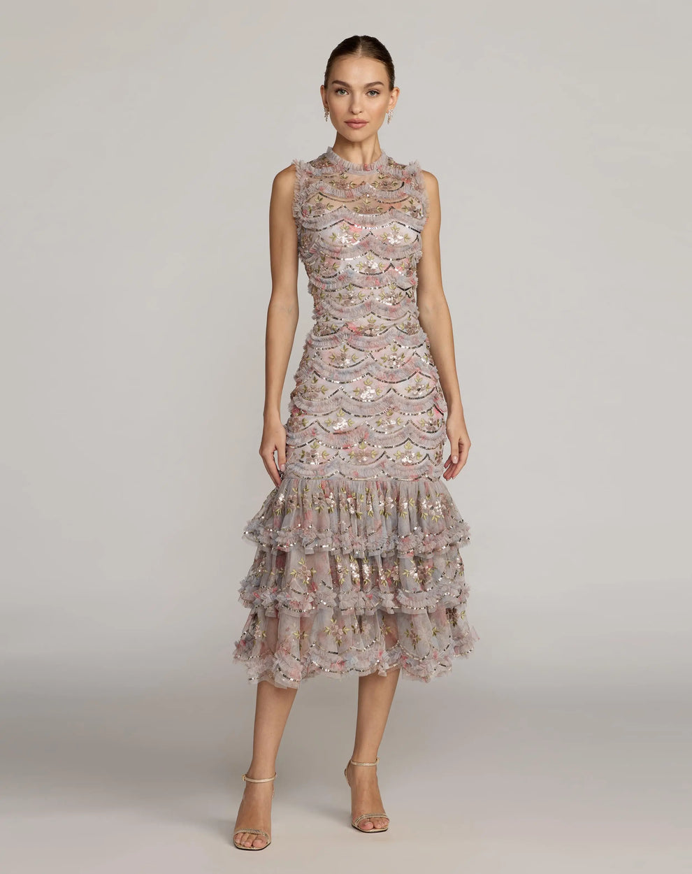 Crew/High-Neck Midi Tulle Formal Fit & Flare Mac Duggal 8412