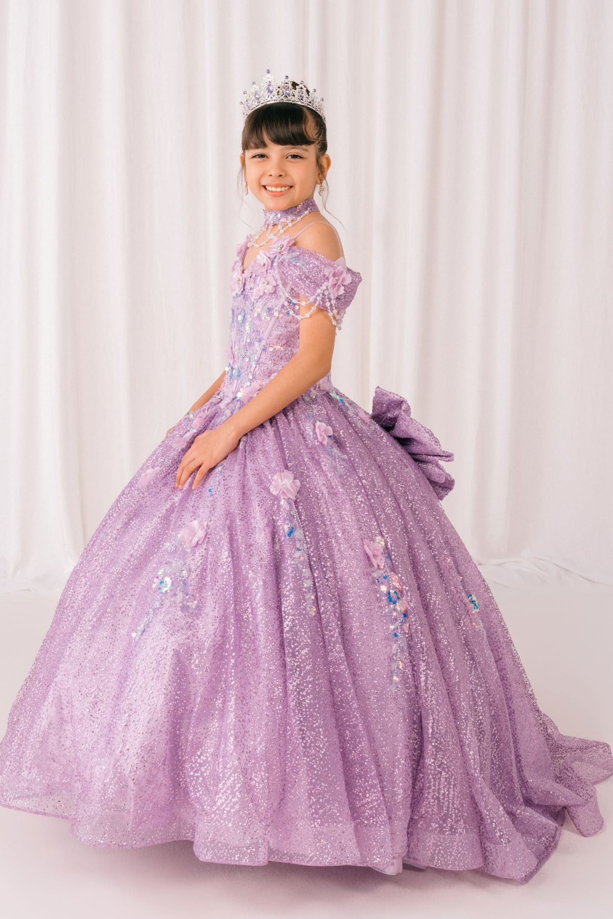 Flower Girl Dresses Formal 3D Floral Applique Flower Girl Dress Lilac