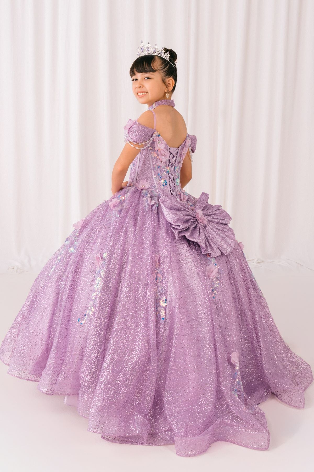 Flower Girl Dresses Formal 3D Floral Applique Flower Girl Dress Lilac