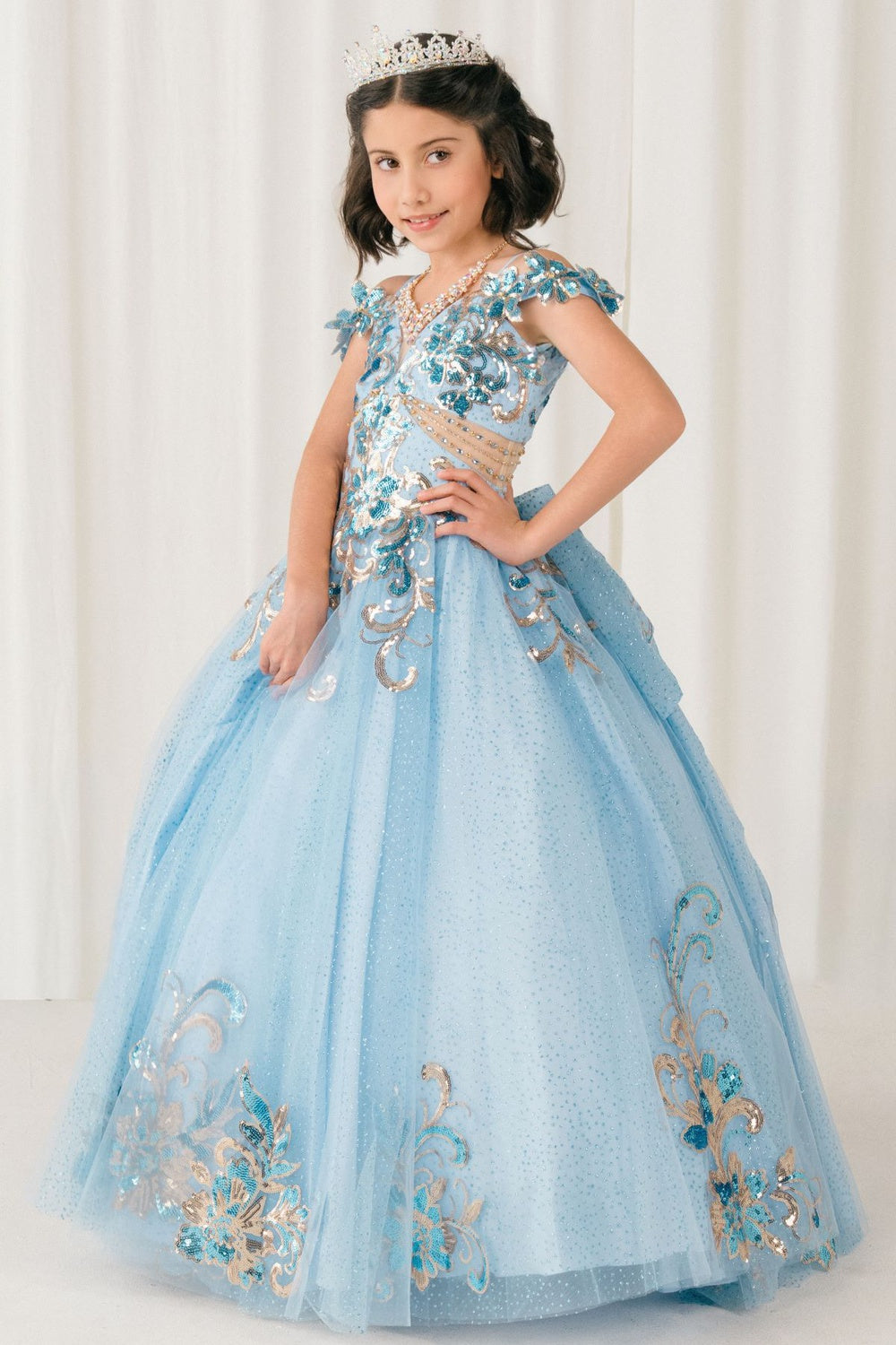Cinderella Couture 8420 Floral Applique Lace Ball Gown Flower Girl Dress