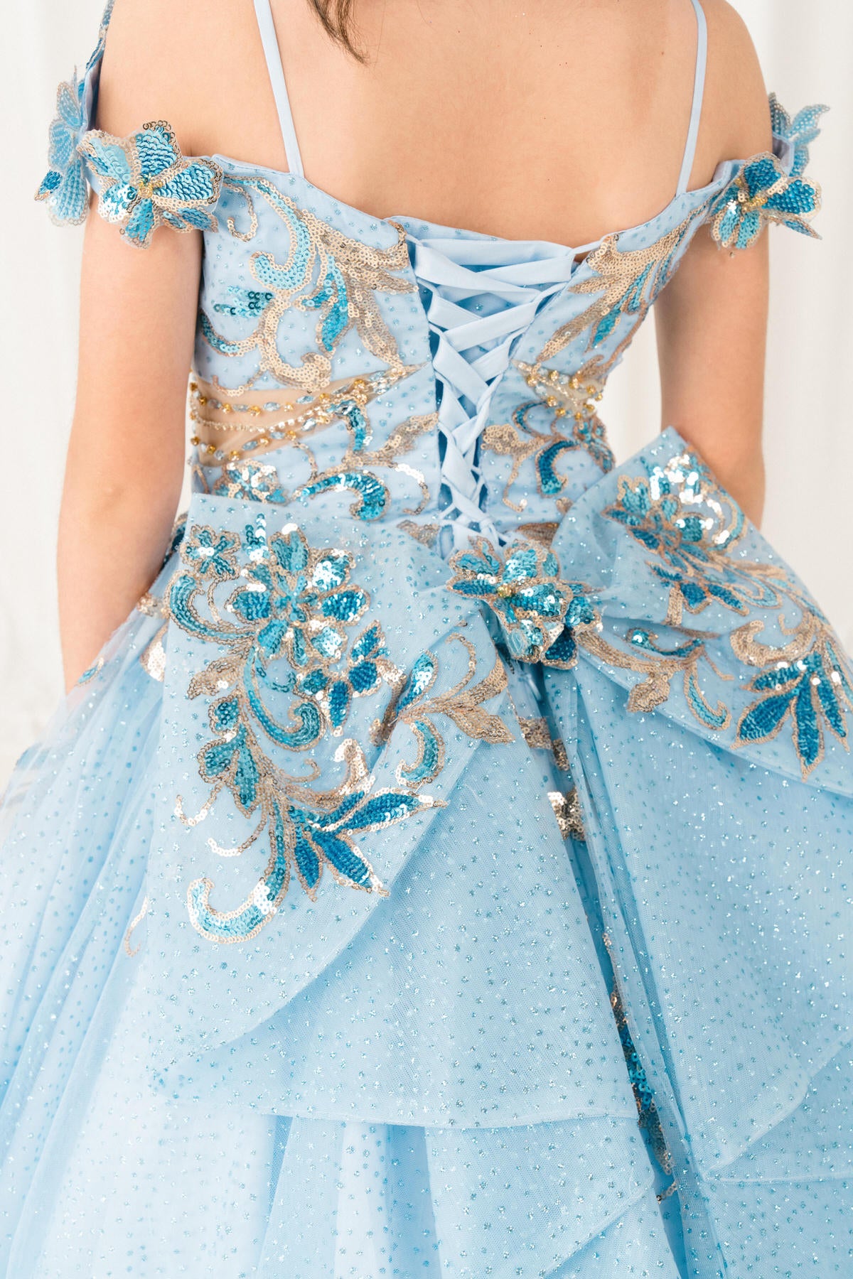 Flower Girl Dresses Floral Applique Lace Ball Gown Flower Girl Dress Blue