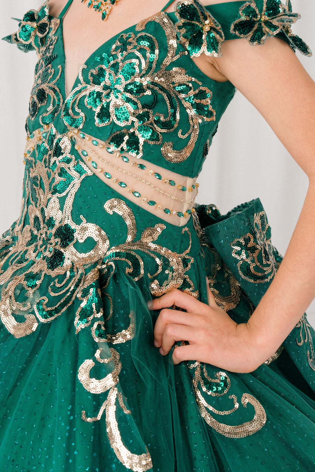 Flower Girl Dresses Floral Applique Lace Ball Gown Flower Girl Dress Hunter Green