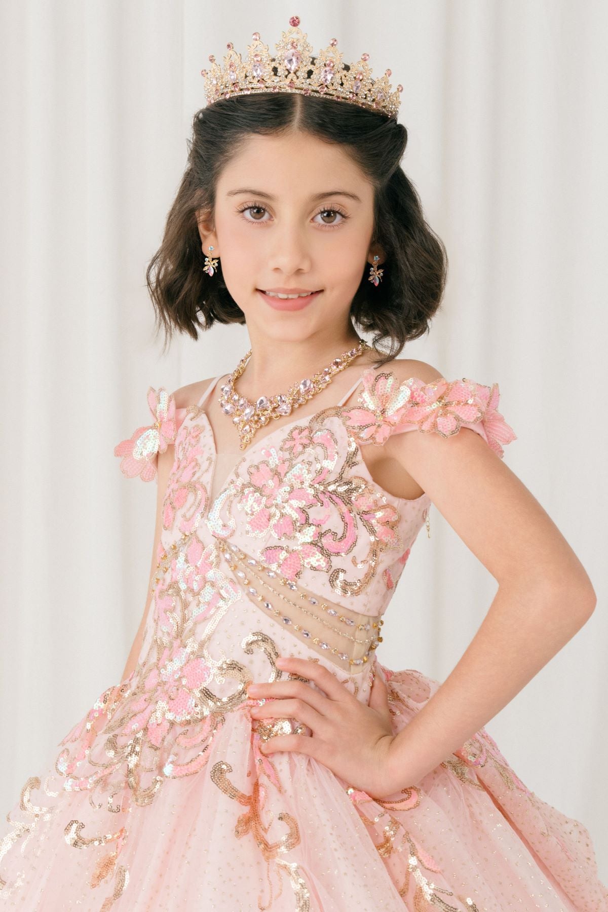 Flower Girl Dresses Floral Applique Lace Ball Gown Flower Girl Dress Pink