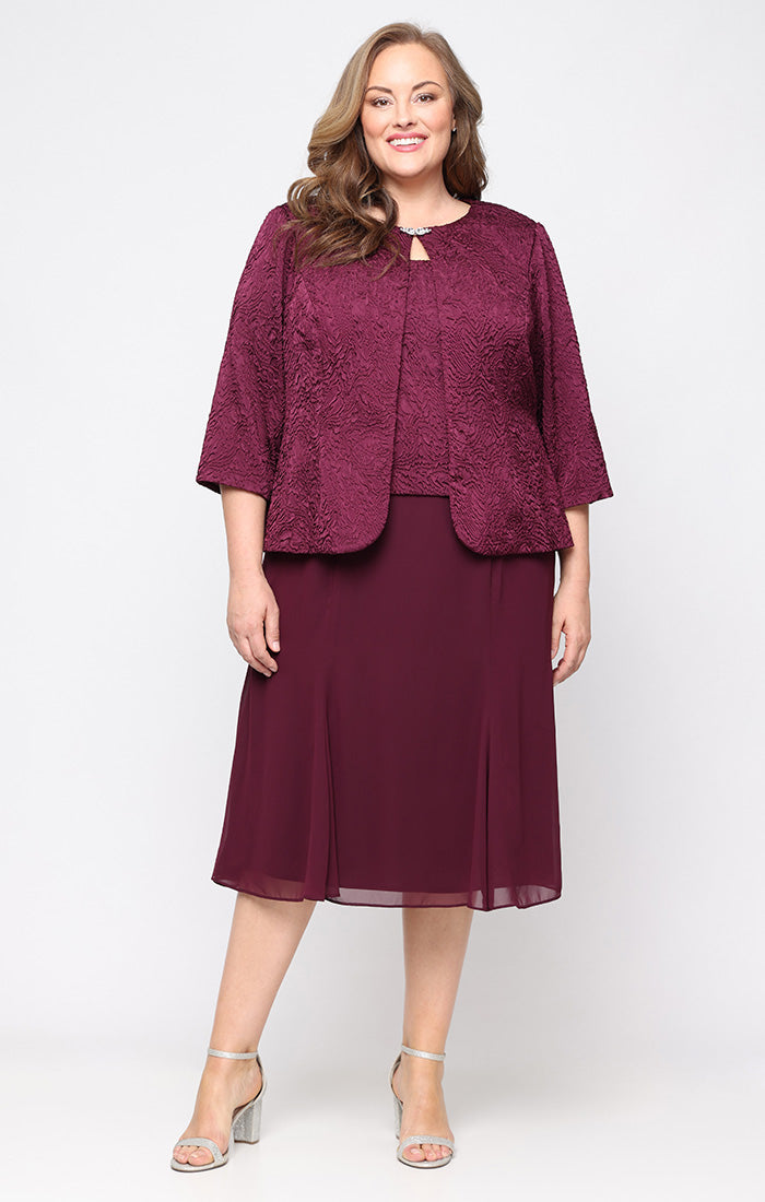 Plus Size Dresses Short Cocktail Tea Length Plus Size Mother of the Bride Dress Wine
