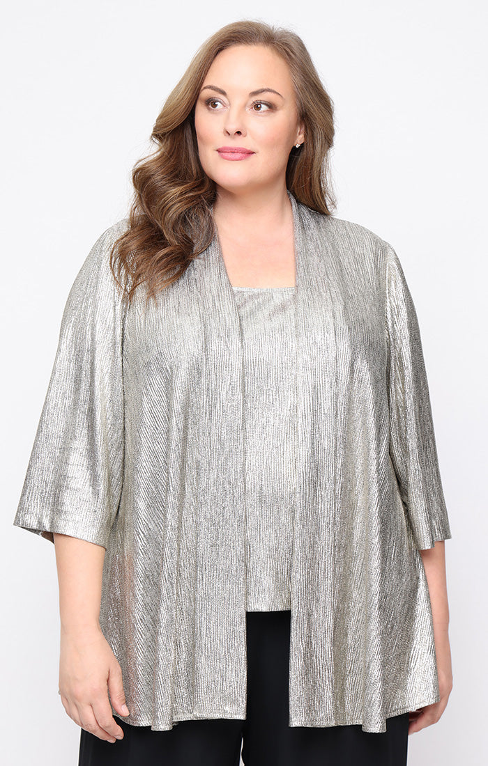 Top Plus Size Two Piece Jacket Formal Top GOLD