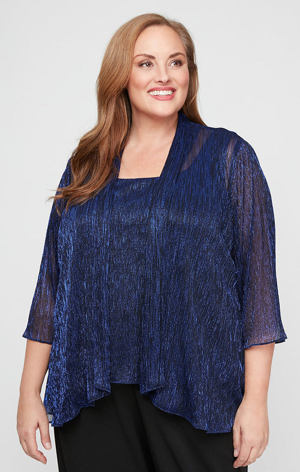 Alex Evenings 8427807 Metallic Two Piece Plus Size Top