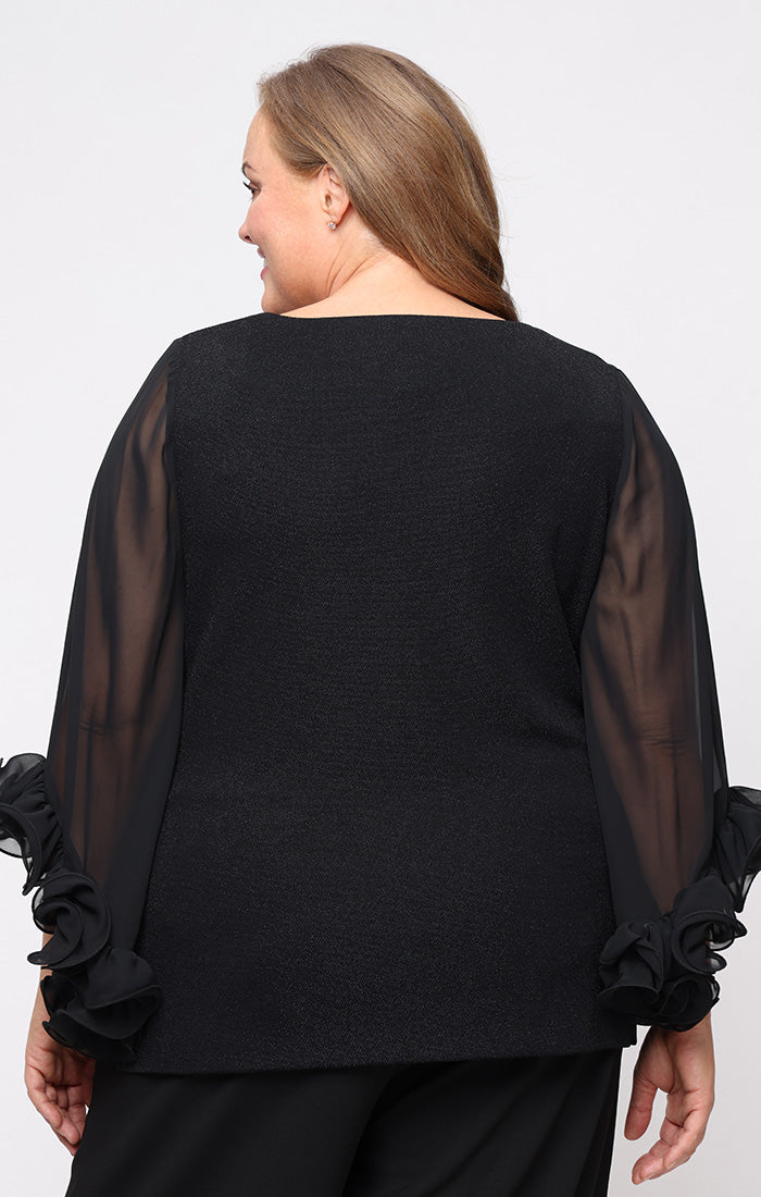 Top Metallic Blouse Plus Size Top BLACK