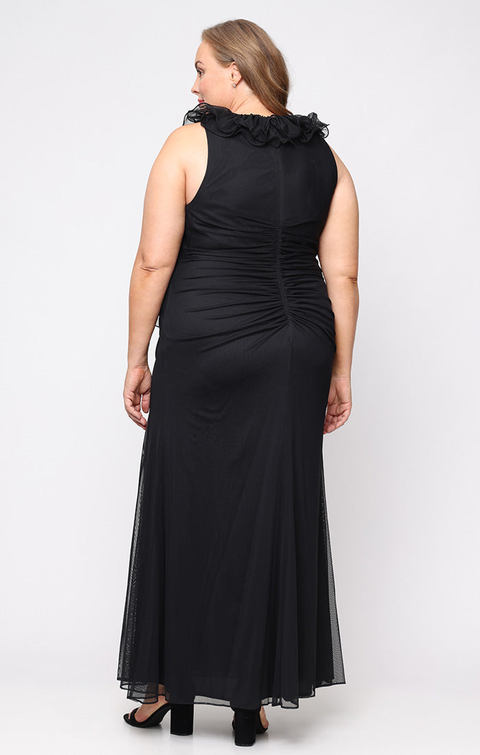 Plus Size Formal Dresses Long Plus Size Formal Ruffle Evening Dress Black
