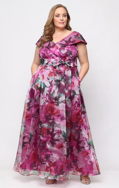Off-the-Shoulder Floor-Length Chiffon Evening A-Line Alex Evenings 8440319