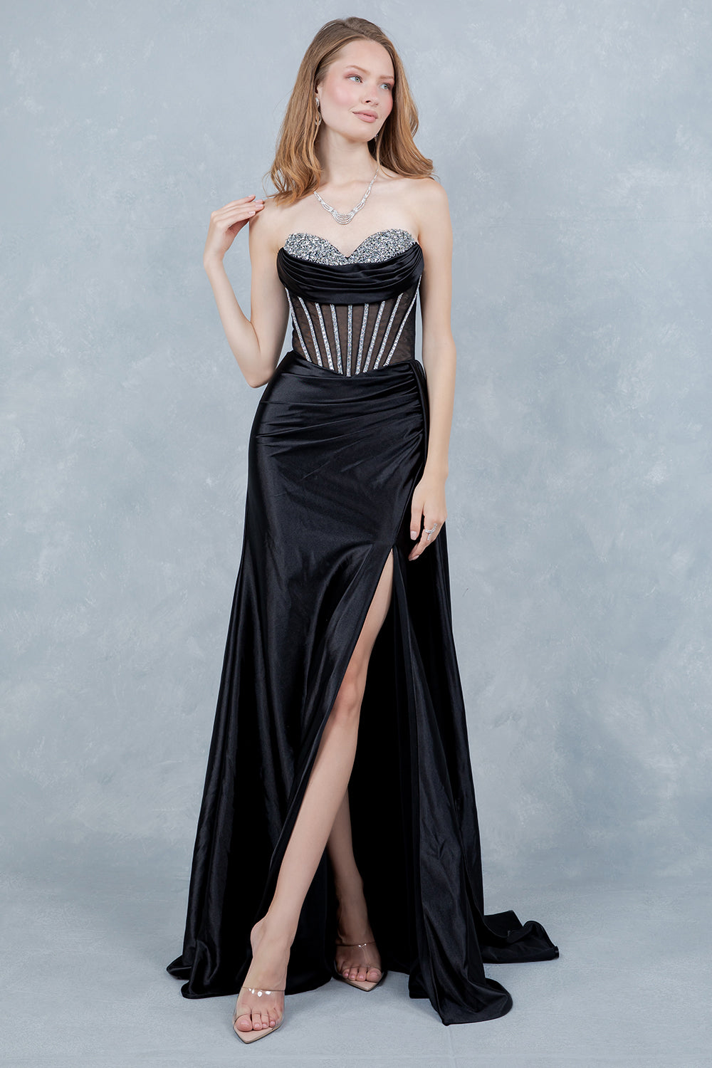 Prom Dresses Long Formal Mermaid Corset Prom Dress Cinderella Couture 8454J Black