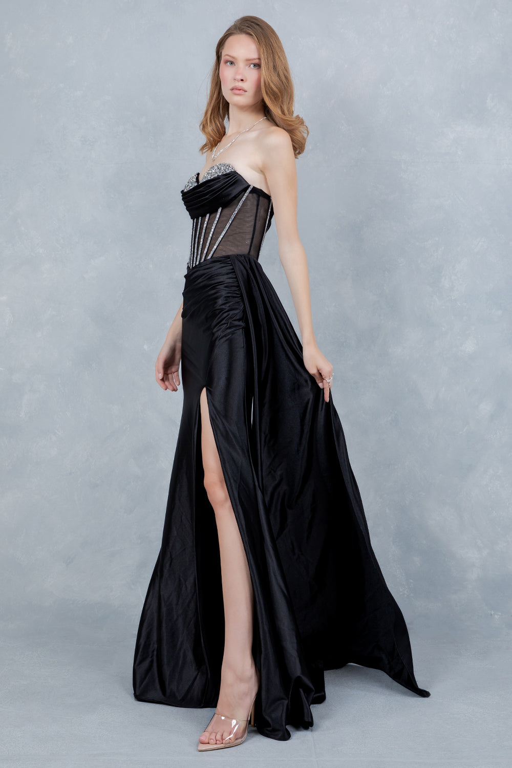 Prom Dresses Long Formal Mermaid Corset Prom Dress Cinderella Couture 8454J Black