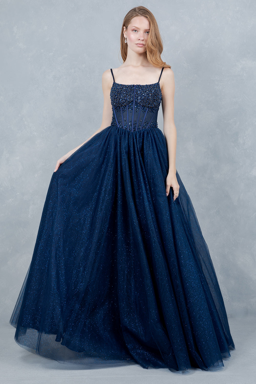 Prom Dresses Long Formal Corset Ball Gown Prom Dress Cinderella Couture 8459J Navy