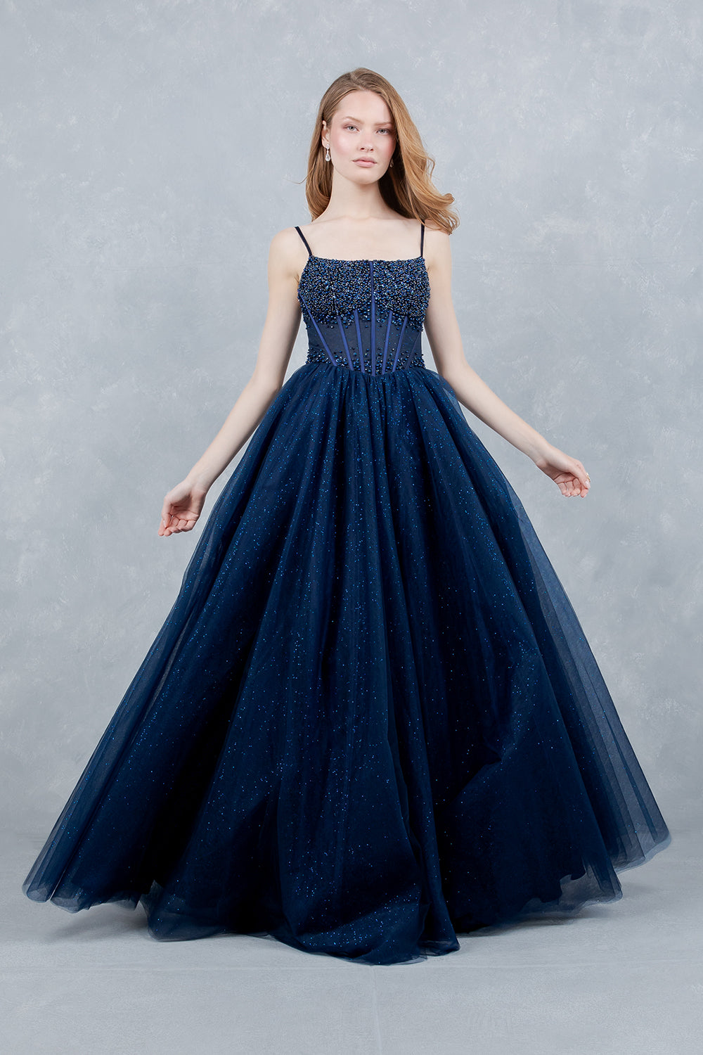 Prom Dresses Long Formal Corset Ball Gown Prom Dress Cinderella Couture 8459J Navy