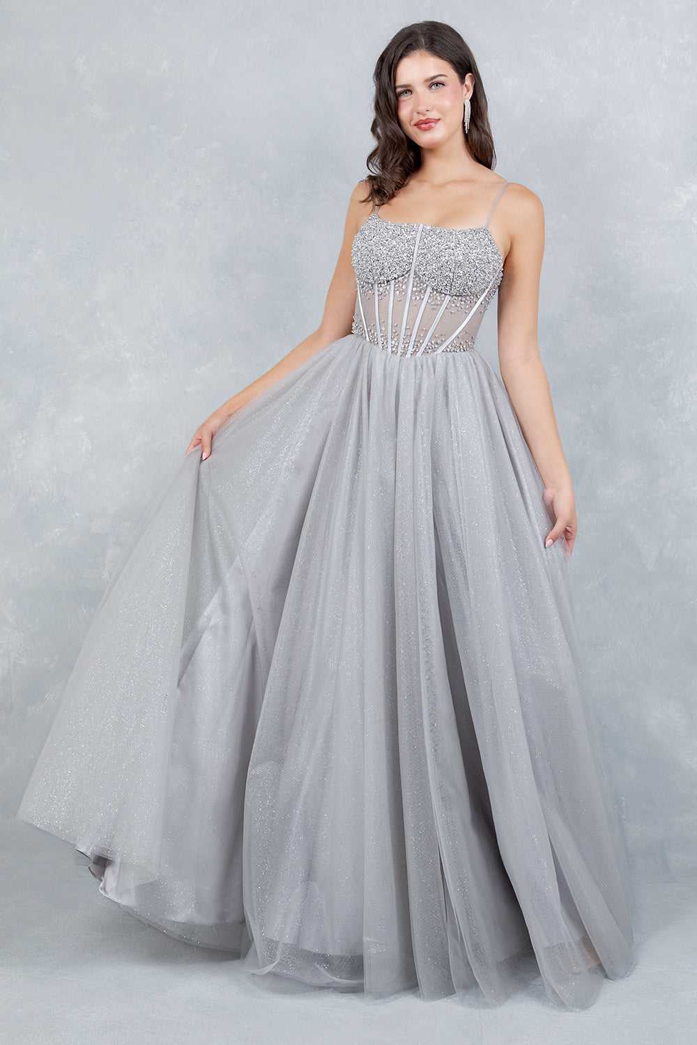 Prom Dresses Long Formal Corset Ball Gown Prom Dress Cinderella Couture 8459J Silver