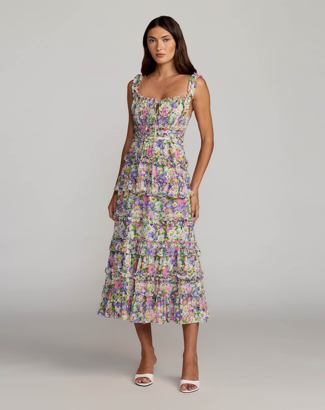 Cocktail Dresses Formal Ruffle Cocktail A Line Midi Dress Mac Duggal 8460 Multi
