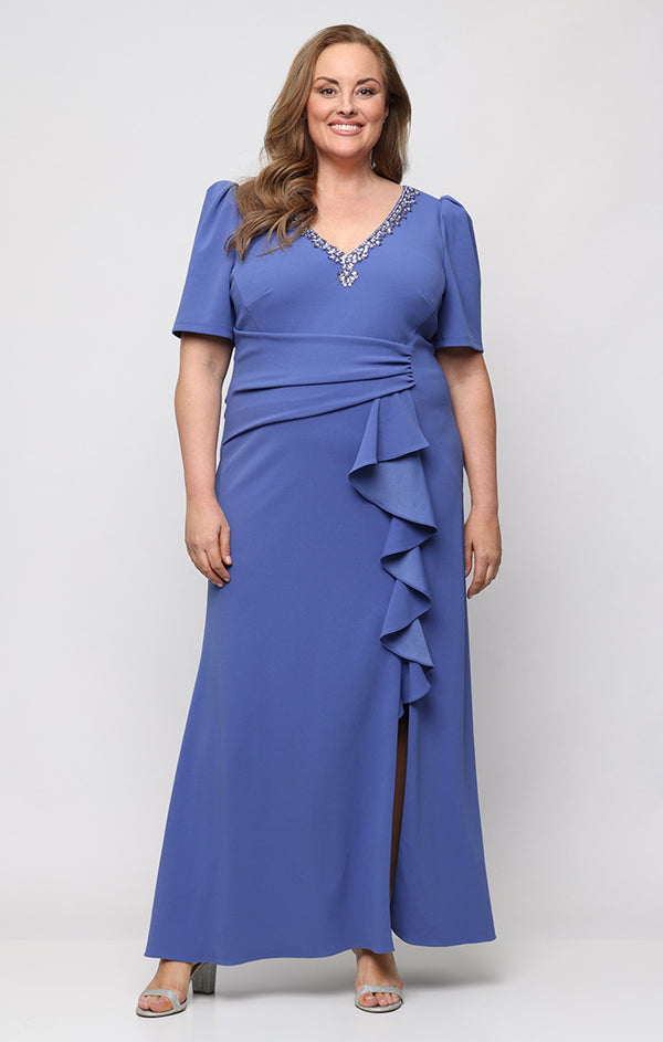 V-Neck Floor-Length Jersey Evening Sheath Alex Evenings 8460597