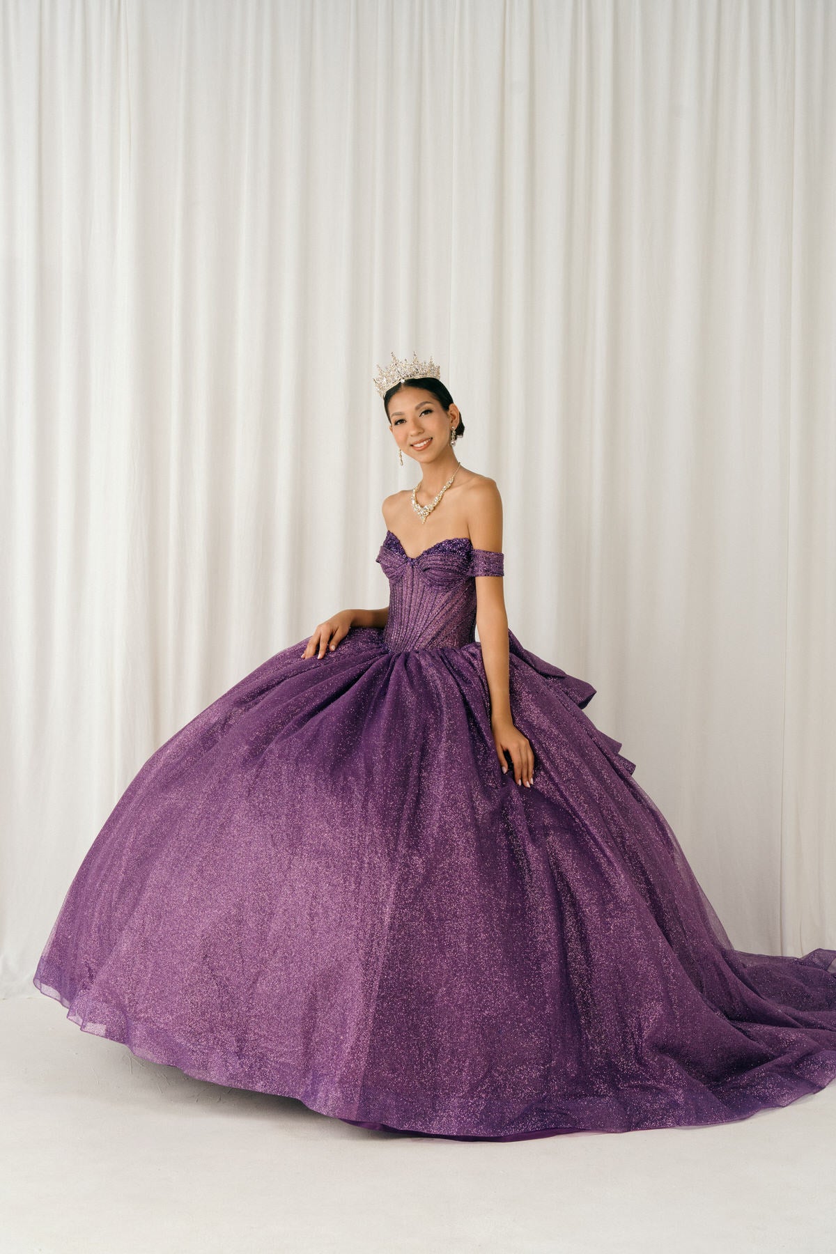 Quinceanera Dress  Long Formal Corset Quinceanera Dress Purple