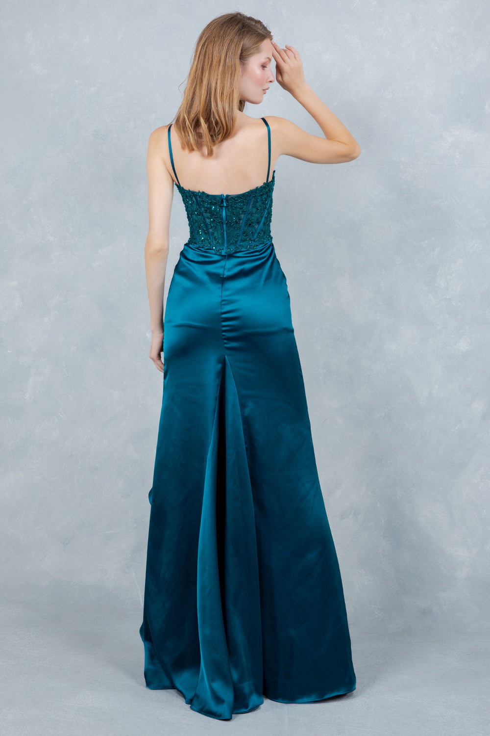 Prom Dresses Long Formal Floral Lace Ruffle Prom Dress Cinderella Couture 8461J Teal