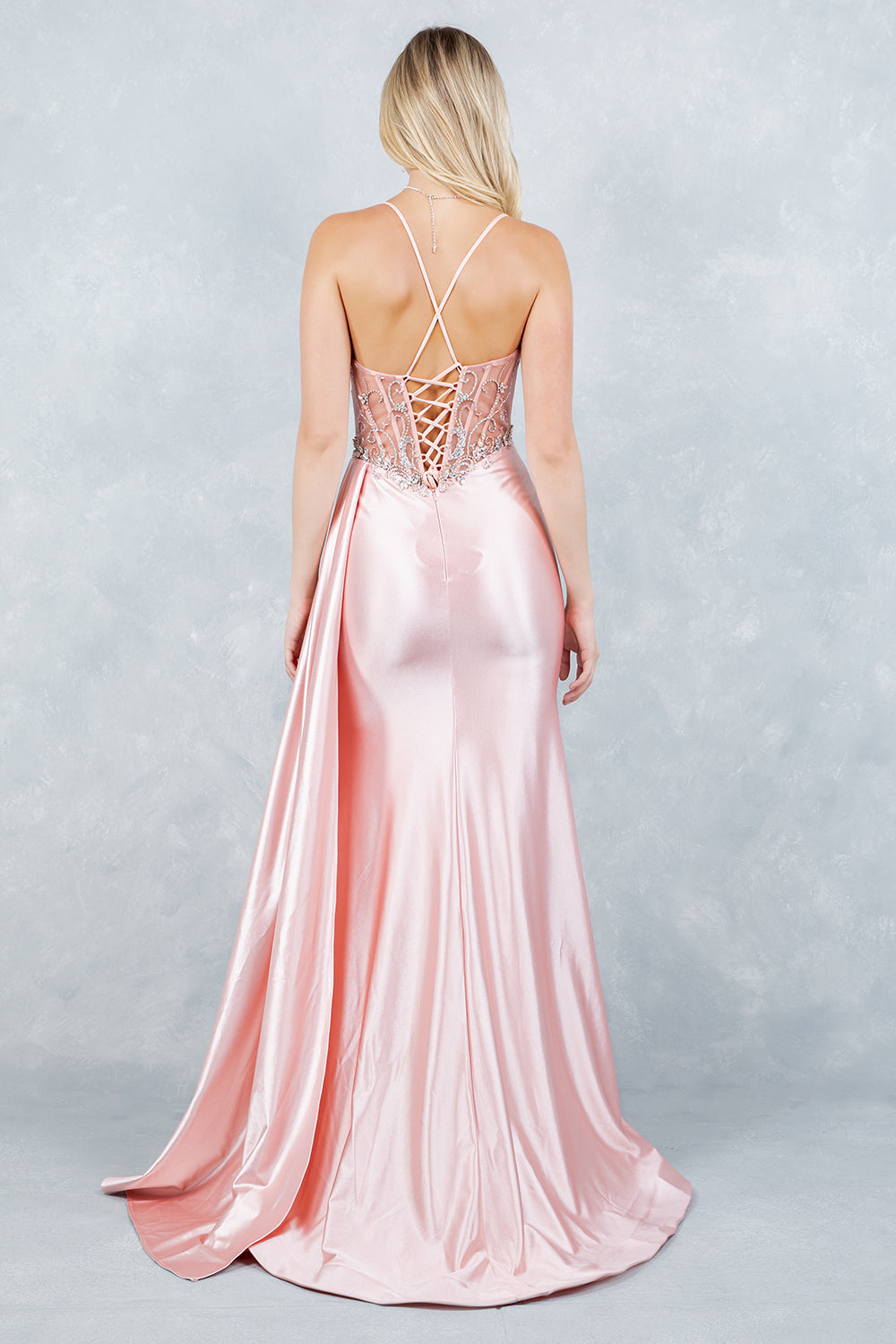 Prom Dresses Long Formal Beaded Corset Prom Dress Cinderella Couture 8483J Blush