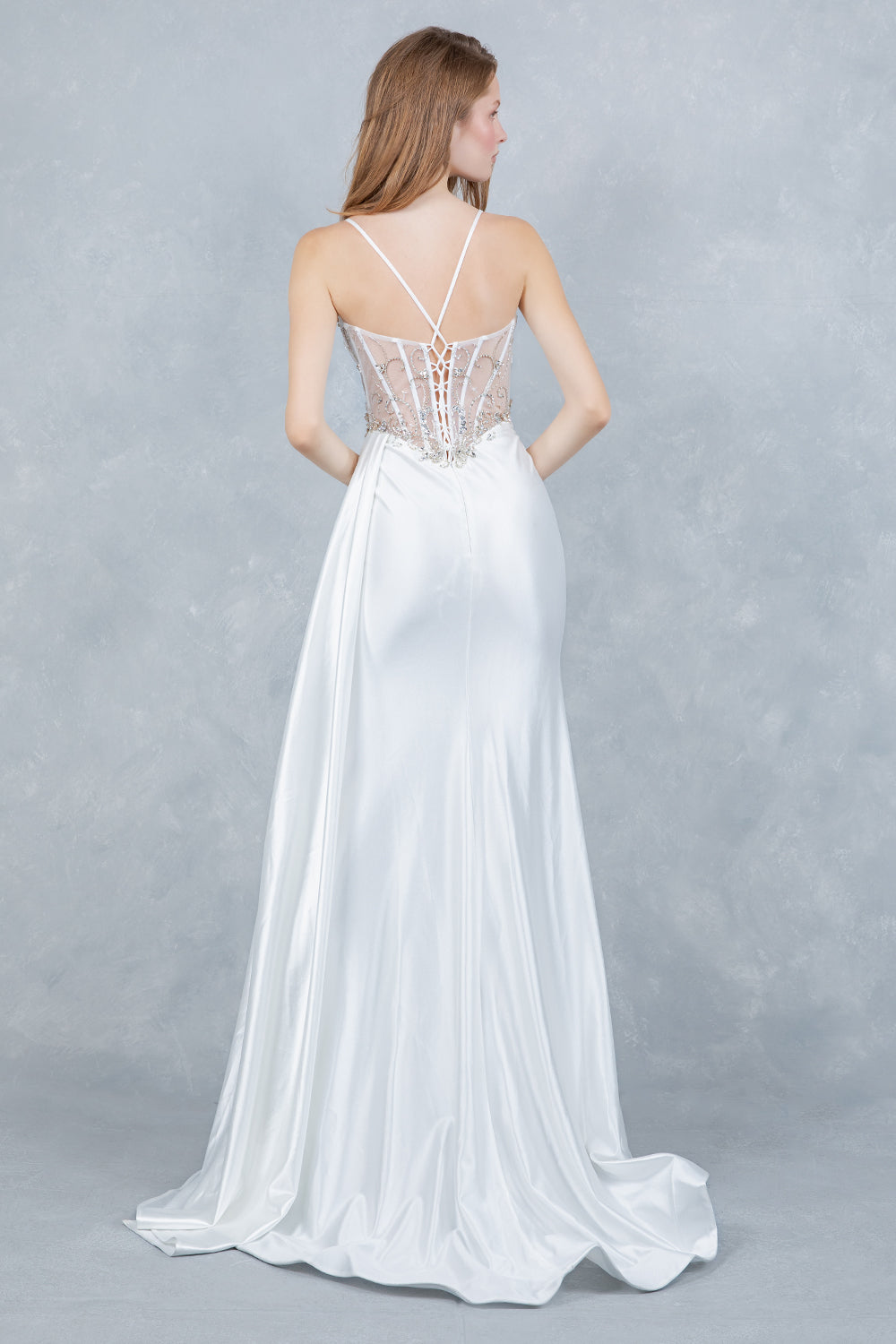 Wedding Dresses Beaded Corset Long Bridal Wedding Dress Cinderella Couture 8483J Off White