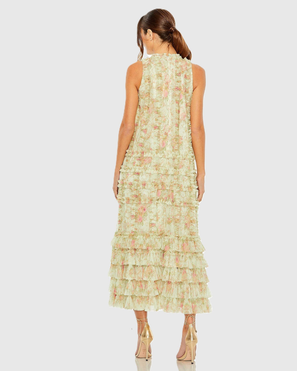 Cocktail Dresses Tea Length Floral Short Cocktail Dress Mac Duggal 8484 Sage Multi