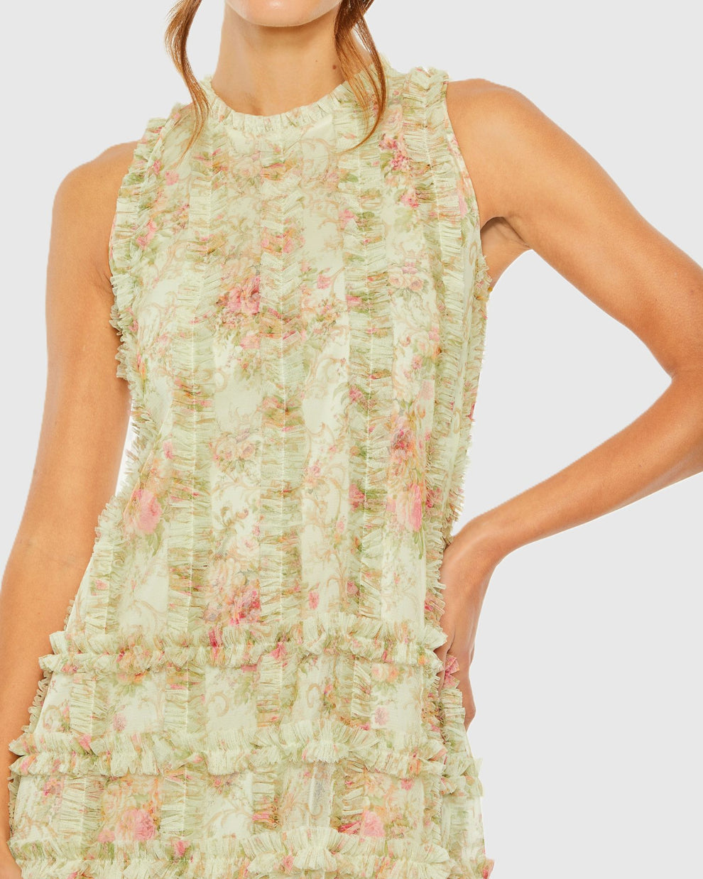 Cocktail Dresses Tea Length Floral Short Cocktail Dress Mac Duggal 8484 Sage Multi