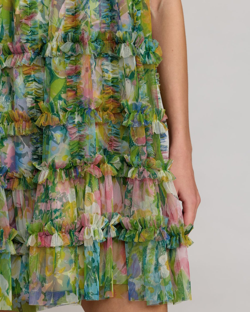 Cocktail Dresses Mini Print Floral Short Ruffle Cocktail Dress Mac Duggal 8488 Green Multi