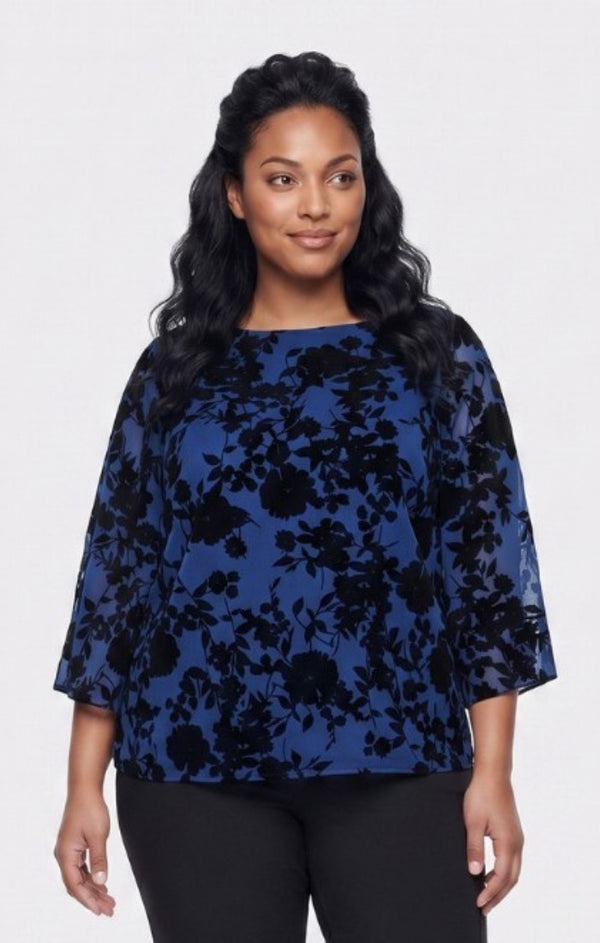 Crew/High-Neck Chiffon Blouse Formal Alex Evenings 8495058