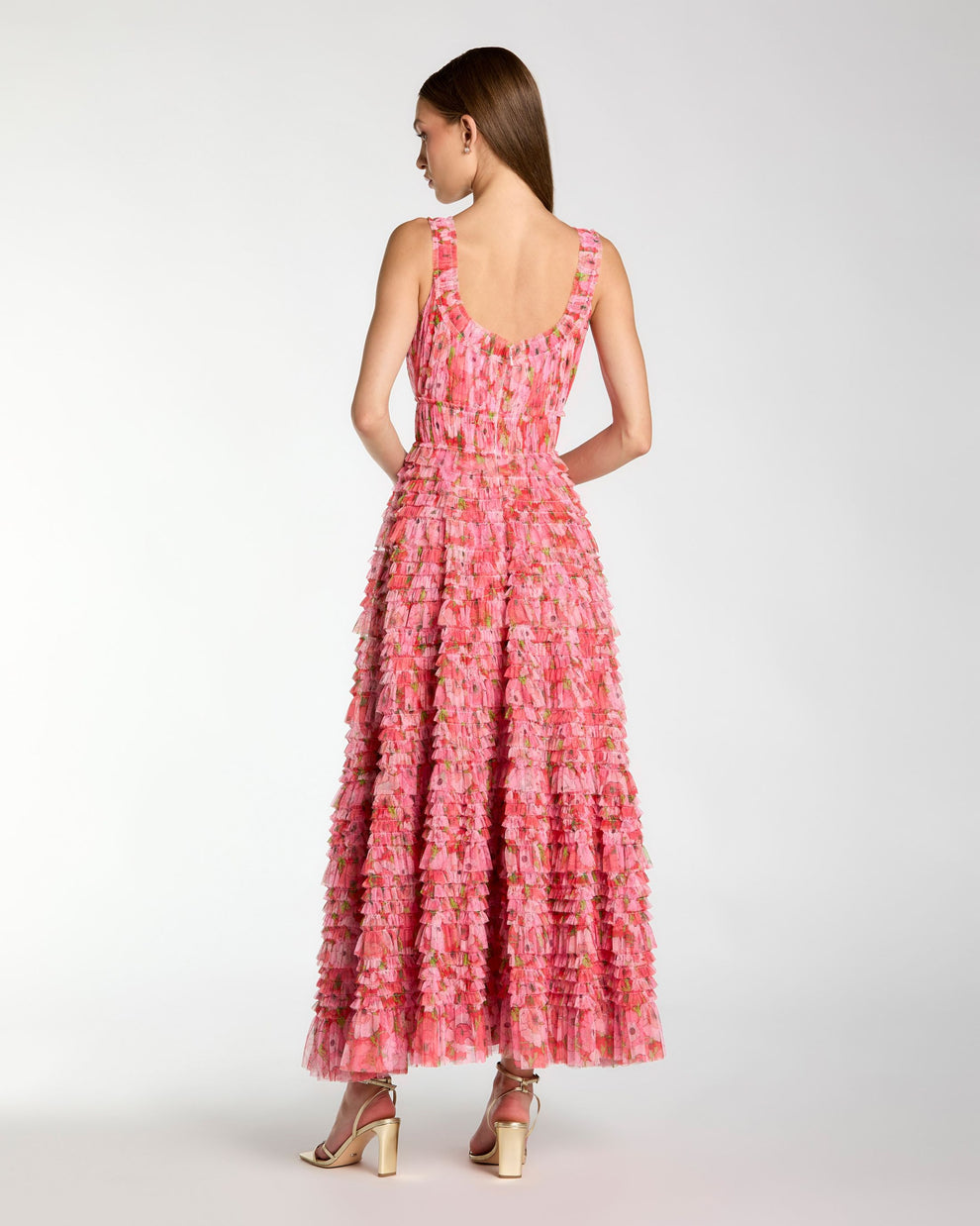 Cocktail Dresses Short Ruffle Tea Length Print Cocktail Dress Mac Duggal 8496 Cherry Multi