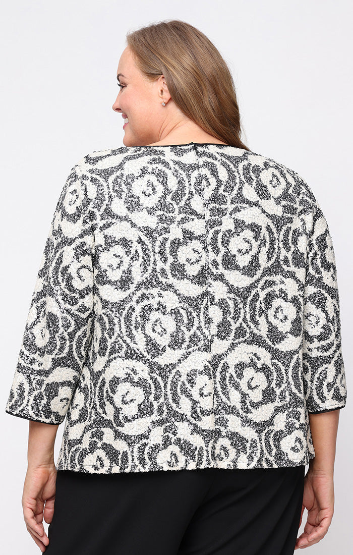 Top Plus Size Sequin Formal Top BLACK IVORY