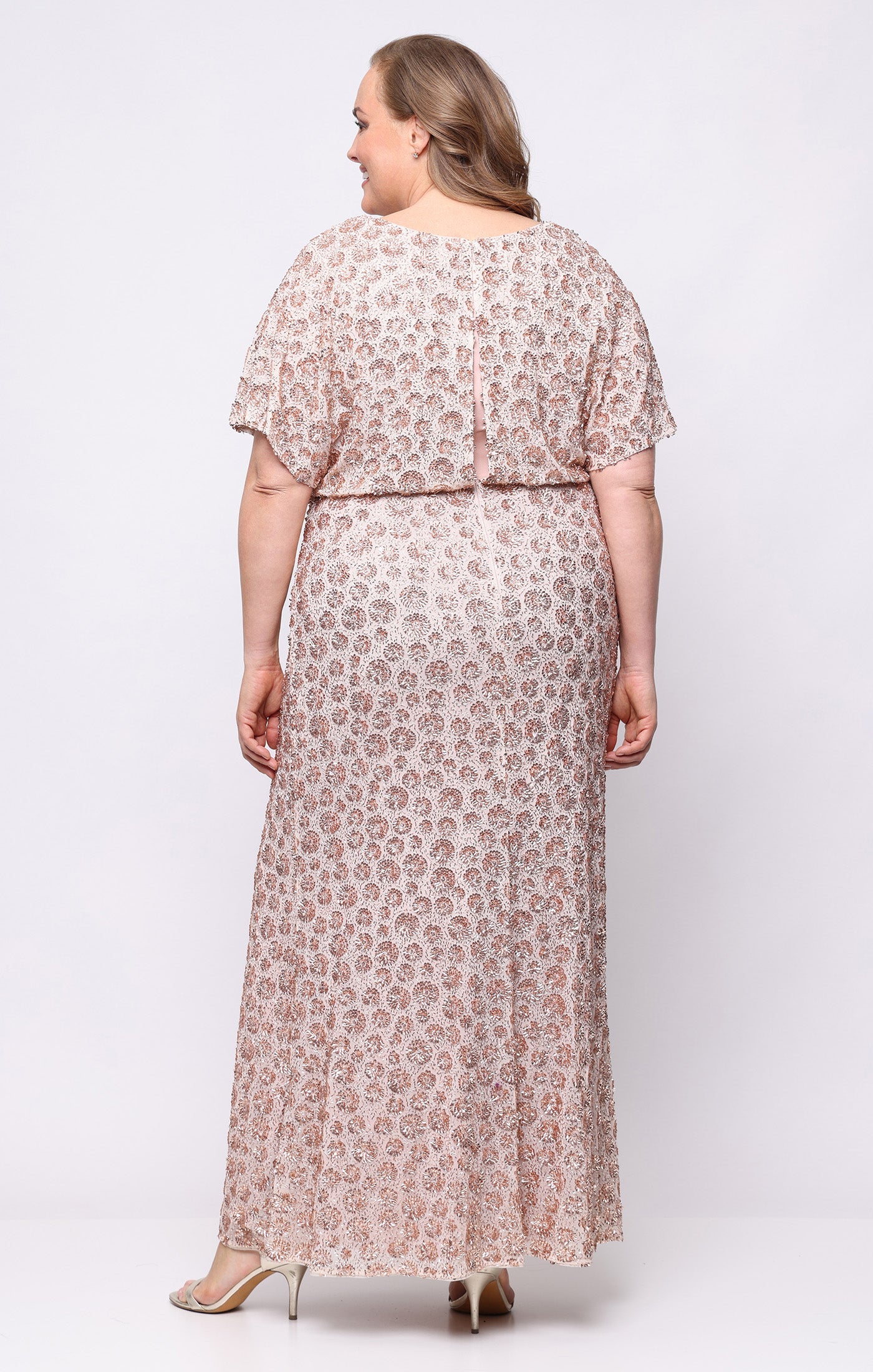 V-Neck Floor-Length Mesh Formal A-Line Gown Alex Evenings 84961072