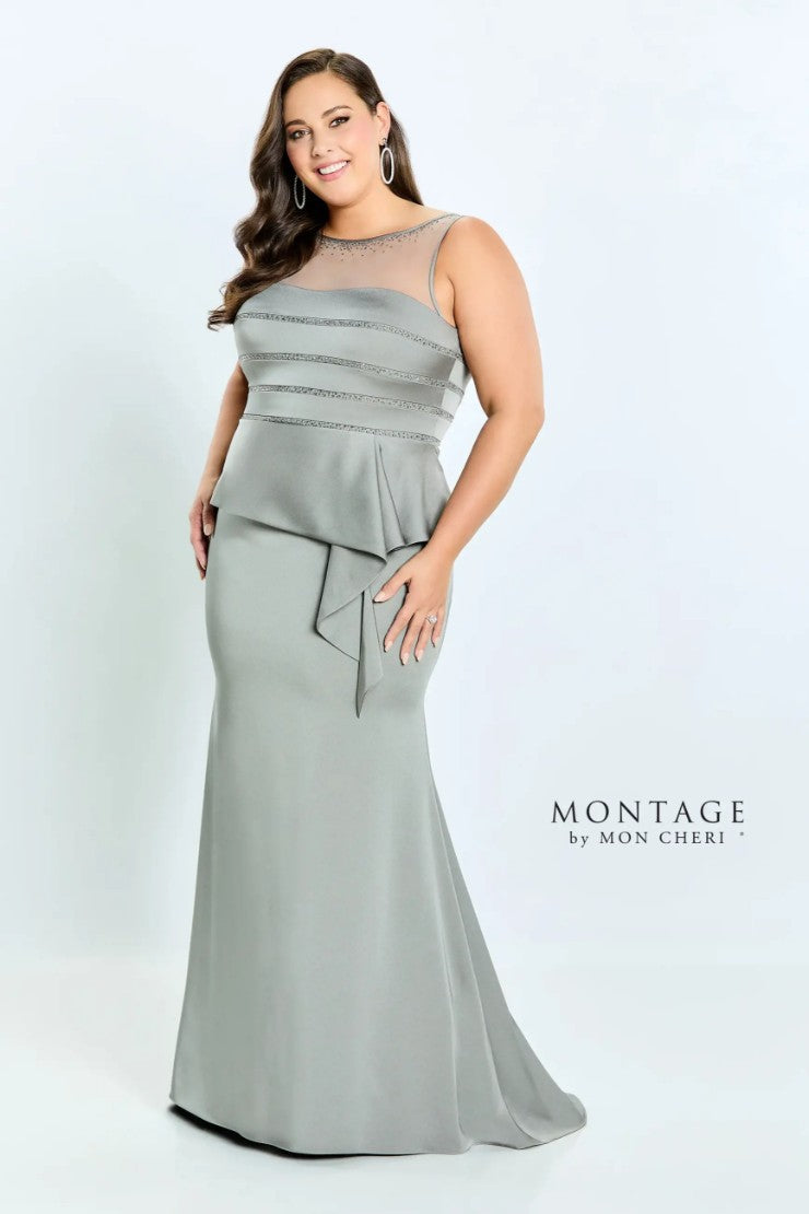 Montage 120903 Long Peplum Ruffle Formal Dress
