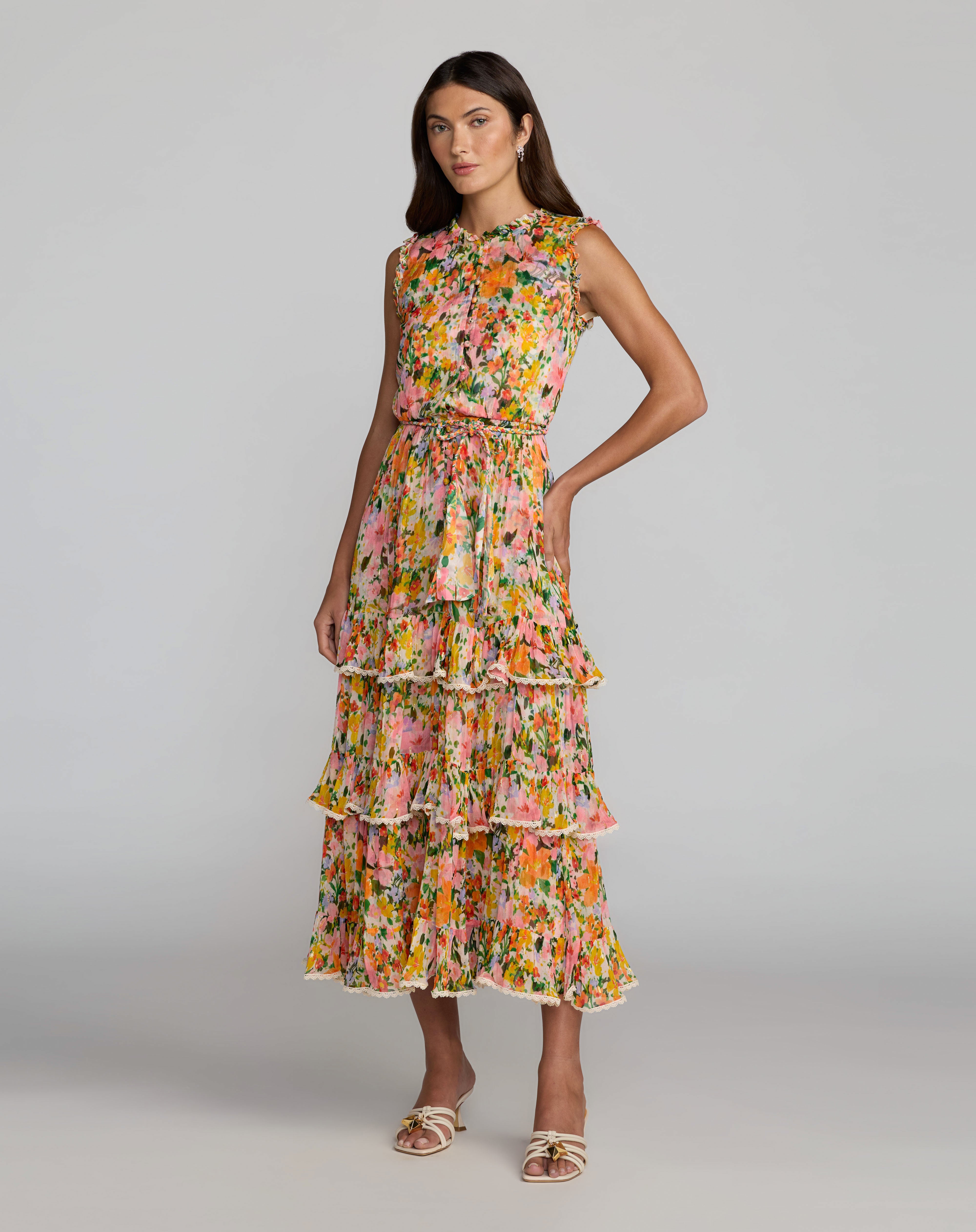 Crew High-Neck Midi Chiffon Formal A-Line Mac Duggal 8500