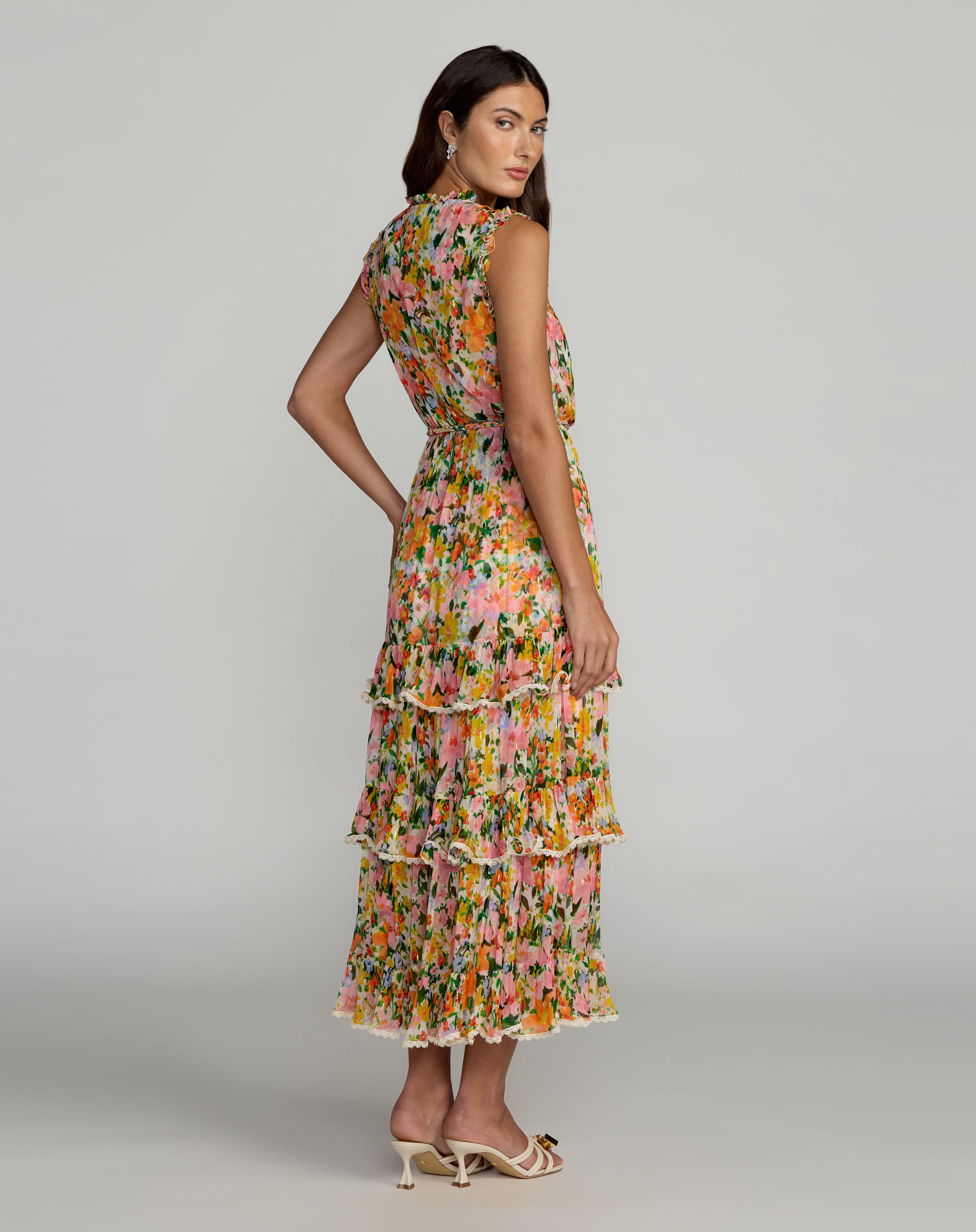 Crew High-Neck Midi Chiffon Formal A-Line Mac Duggal 8500