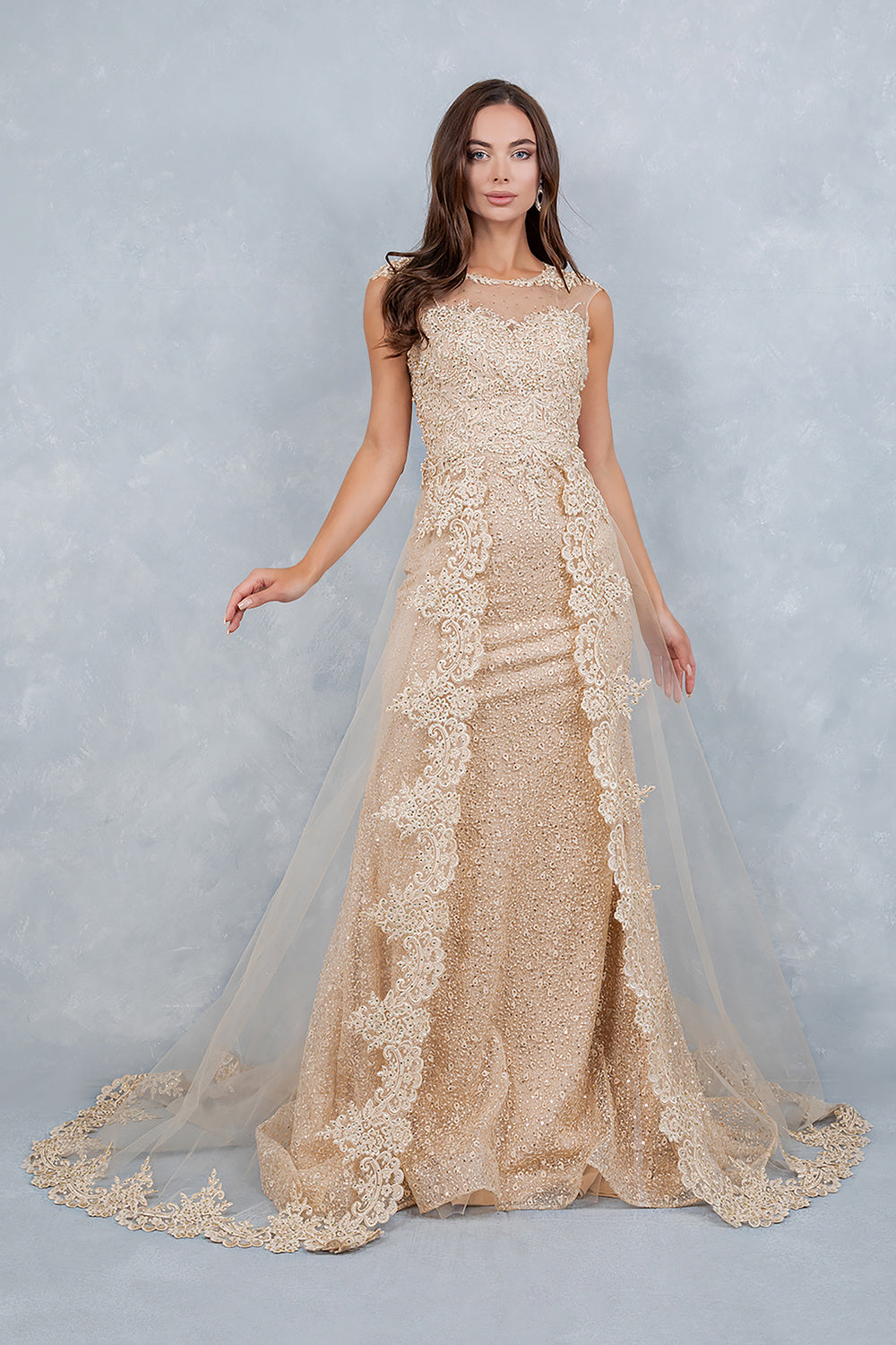 Formal Dresses Long Sequin Formal Prom Dress Cinderella Couture 8506J Champagne