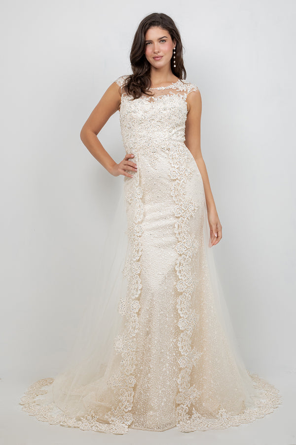 Long Sequin Bridal Wedding Dress Cinderella Couture 8506J