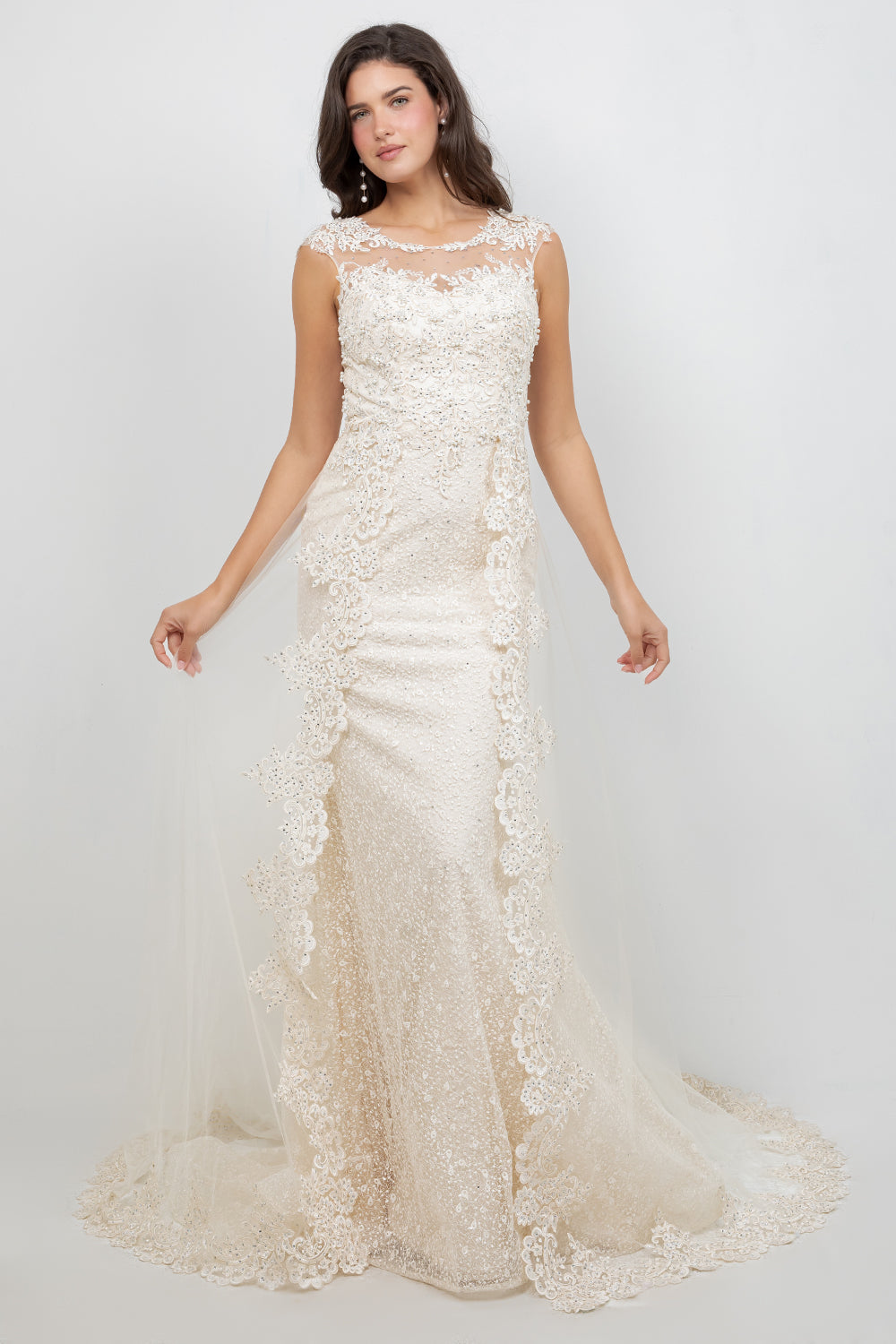 Wedding Dresses Long Sequin Bridal Wedding Dress Cinderella Couture 8506J Ivory
