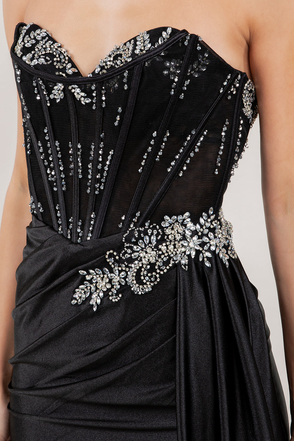 Prom Dresses Beaded Corset Long Formal Prom Dress Black