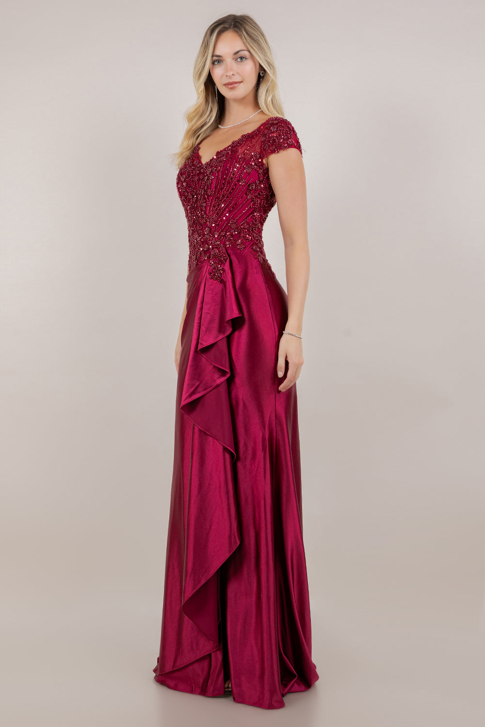 Prom Dresses Beaded Long Formal Prom Evening Dress Wine