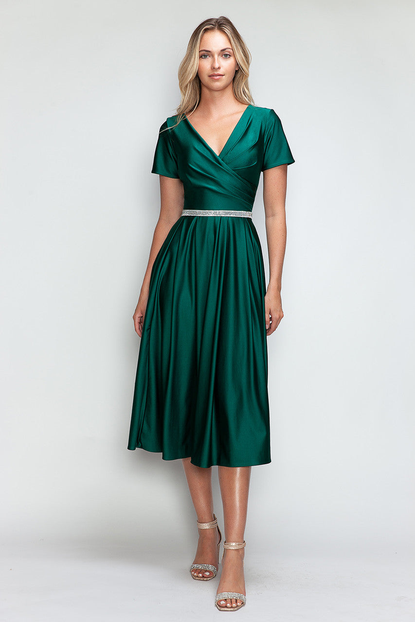 Cocktail Dresses Short Tea Length Pleated Cocktail Dress Lenovia 5274 Hunter Green