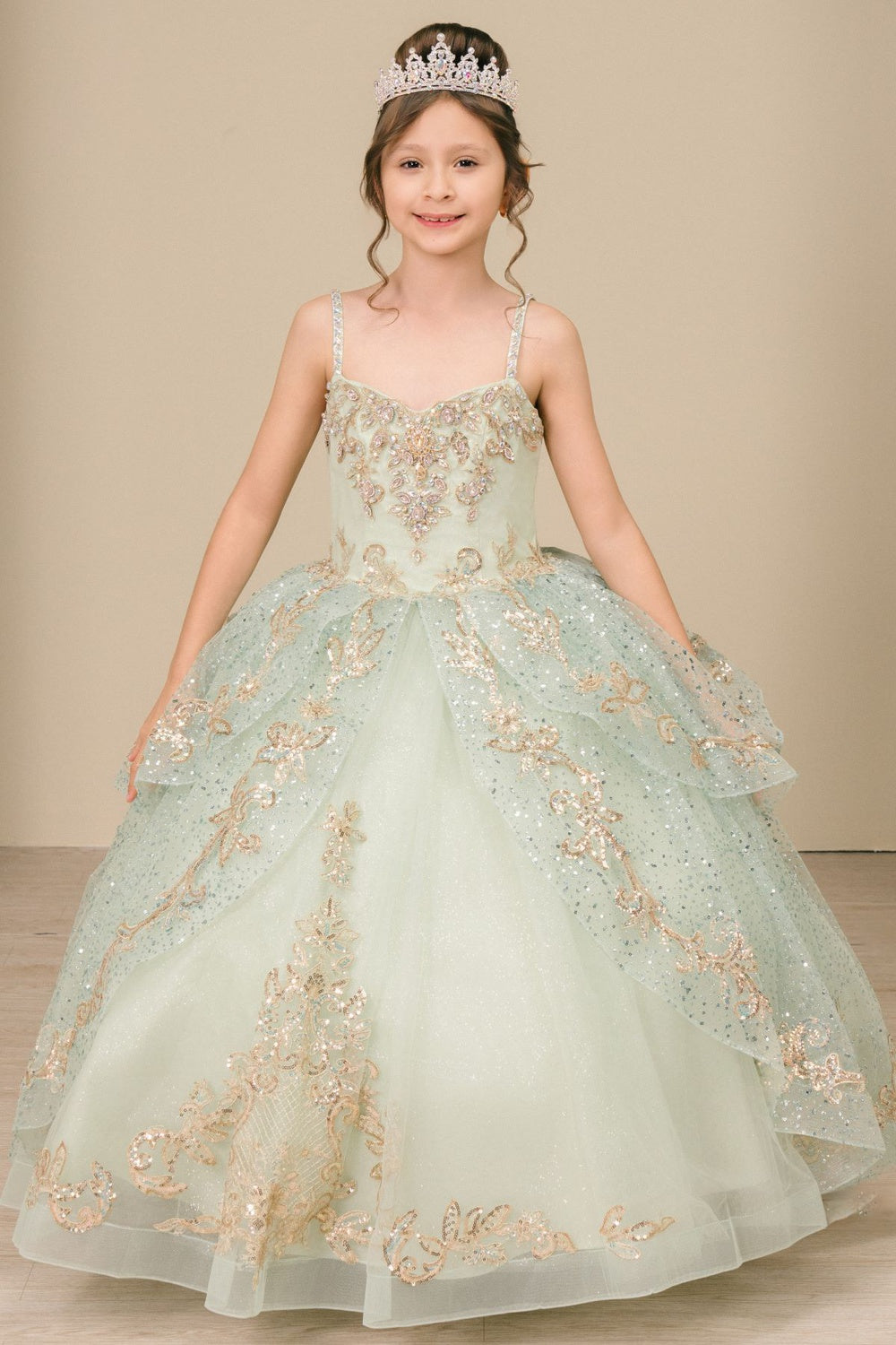 Sweetheart Floor-Length Tulle Satin Pageant Ball Gown - Cinderella Couture CC8575
