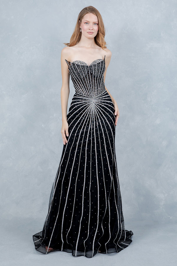 Long Formal Sequin Beaded Evening Prom Dress Cinderella Couture 8576J