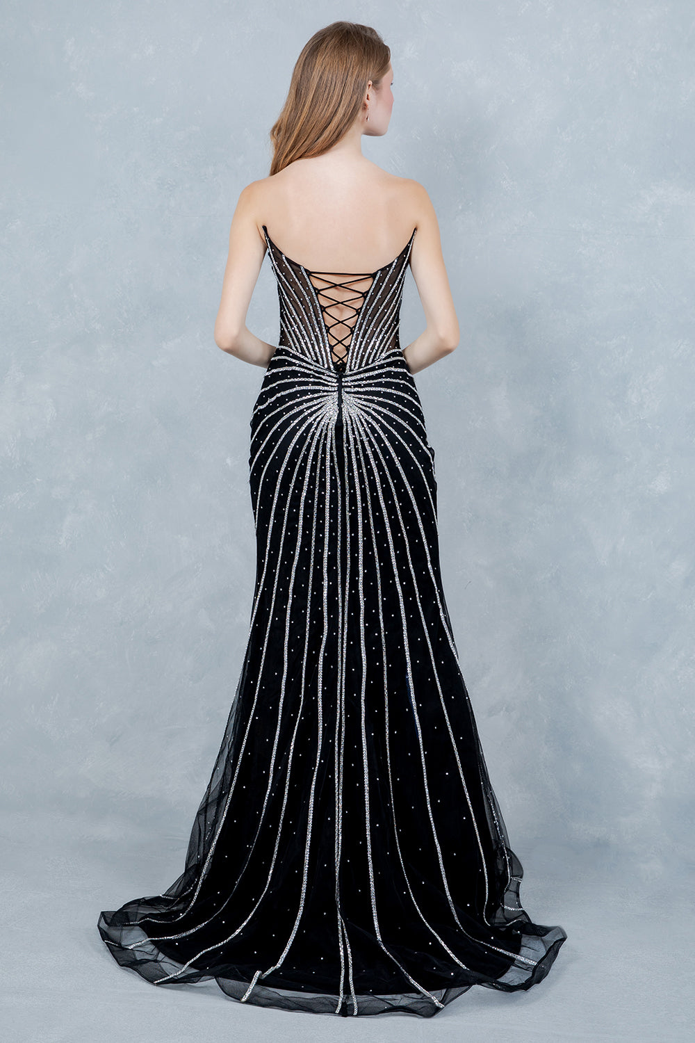 Prom Dresses Long Formal Sequin Beaded Evening Prom Dress Cinderella Couture 8576J Black