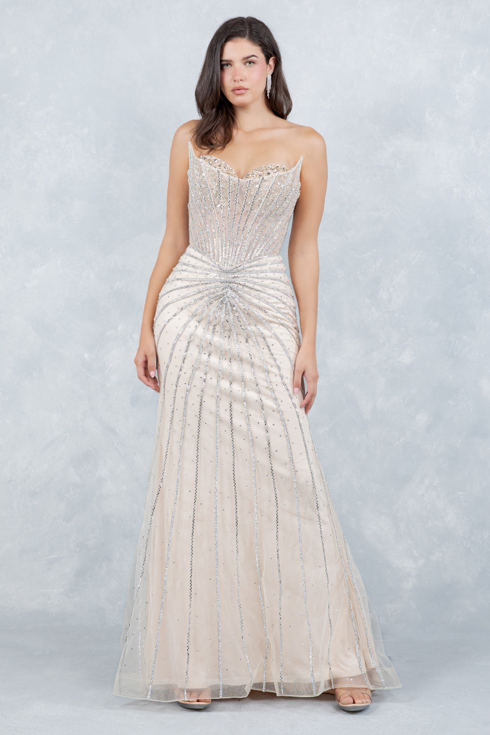 Prom Dresses Long Formal Sequin Beaded Evening Prom Dress Cinderella Couture 8576J Champagne